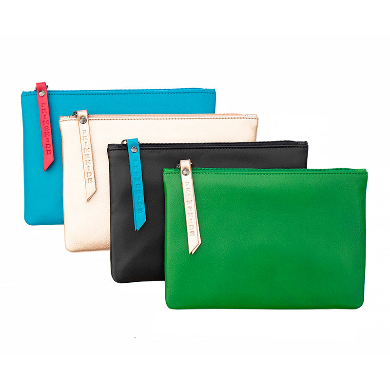 PRIMEHIDE Medium Sized Leather Zipped Pouch in Poly - 702