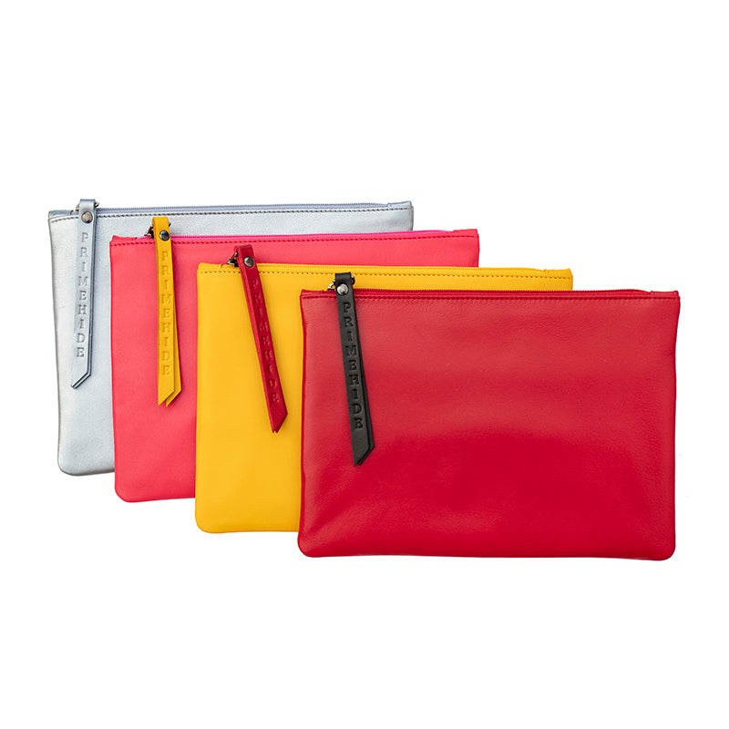 PRIMEHIDE Medium Sized Leather Zipped Pouch in Poly - 702