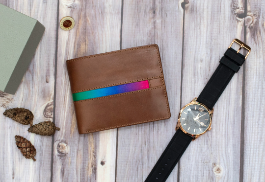 LGBT Pride 100% Genuine Leather RFID Bifold Coin Pocket Wallet - LGBT02