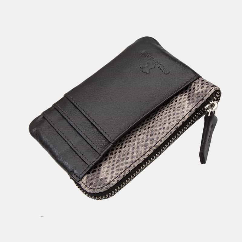 Serpentia Print Leather Coin Purse with Card Slots - 5554