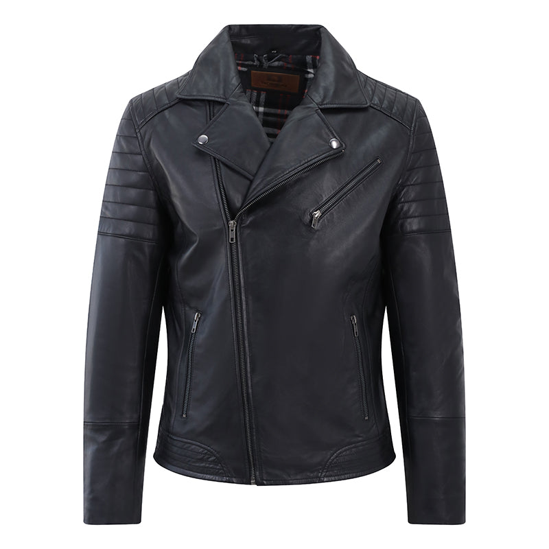 Albert Men’s Biker Style Leather Jacket - 6263