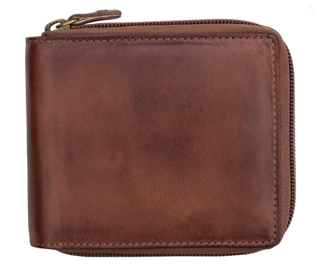 Ridgeback Mens Leather Zip Around Wallet - 6427