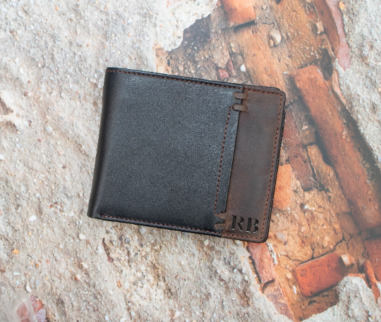 Alpha Leather Men's Black RFID Safe Trifold Wallet - 365